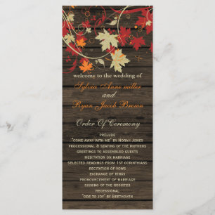 Barn Wood Rustic Fall Leaves Wedding Programs Programme