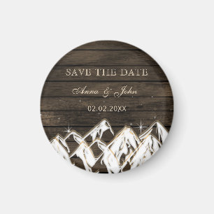 Barn wood Rustic Mountains Save the Date Magnet