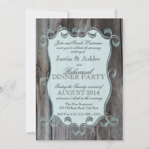 Barn Wood Sign Rehearsal Dinner Party Invitation