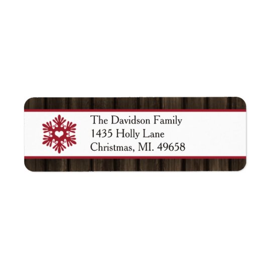 Barn Wood Snowflake Christmas Return Address Label