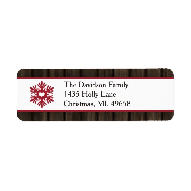 Barn Wood Snowflake Christmas Return Address Label (Front)