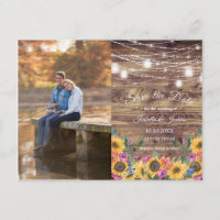Barn Wood | String of Lights  Photo Save The Date
