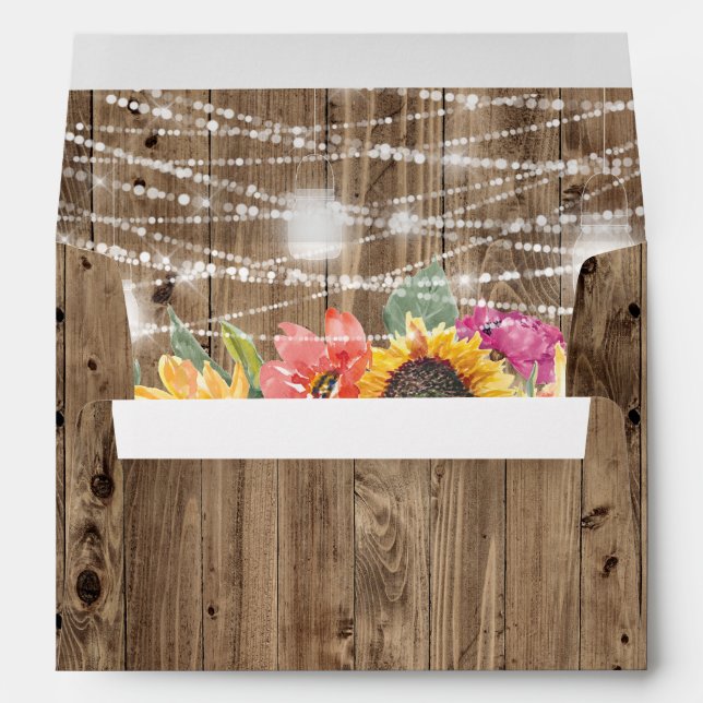 Barn Wood Sunflower Bridal Shower Envelope (Back (Bottom))