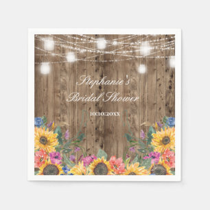 Barn Wood  & Sunflower Bridal Shower Napkin