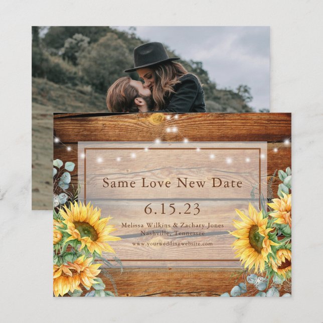 Barn Wood Sunflower Photo Change the Date  Save Th (Front/Back)