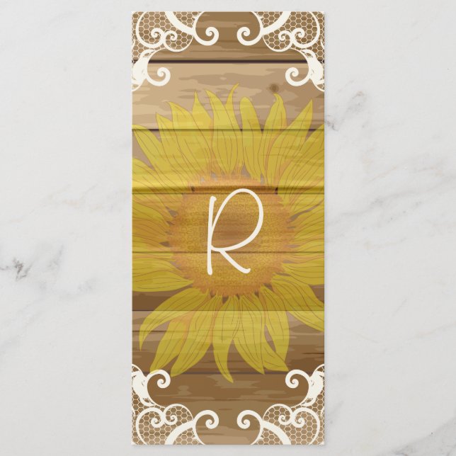 Barn Wood Sunflowers and Vintage Lace Rack Card (Front)