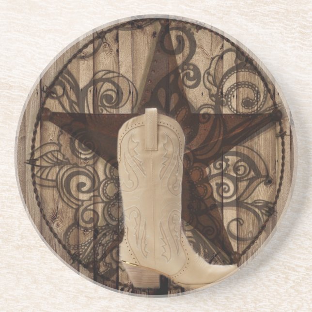 Barn Wood Texas Lone Star western country cowgirl Coaster (Front)