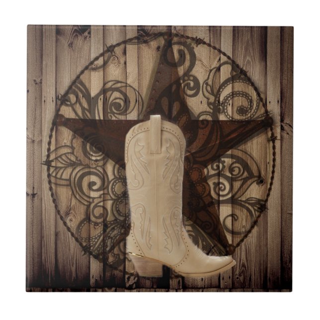 Barn Wood Texas Lone Star western country cowgirl Tile (Front)