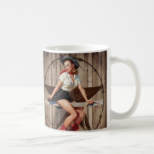 Barn Wood Texas Star western country Cowgirl Coffee Mug (Right)