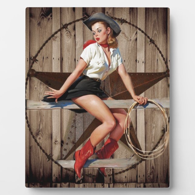 Barn Wood Texas Star western country Cowgirl Plaque (Front)