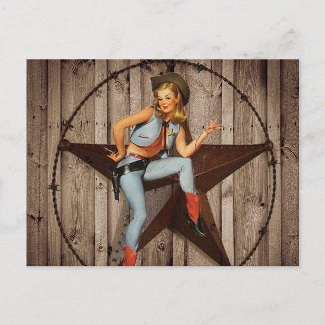 Barn Wood Texas Star western country Cowgirl Postcard (Front)