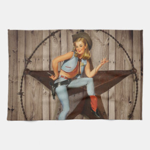 Barn Wood Texas Star western country Cowgirl Tea Towel