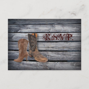 Barn Wood Western Cowboy wedding RSVP response
