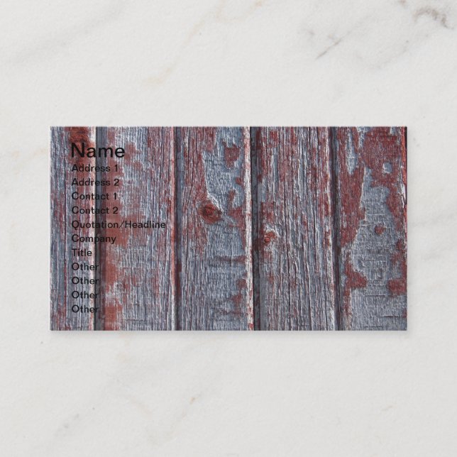 Barn Wood With Red Peeling Paint Business Card (Front)
