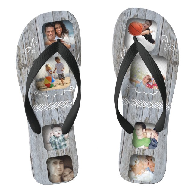 Barn Wood Your Personalised Photo Collage Flip Flops (Footbed)
