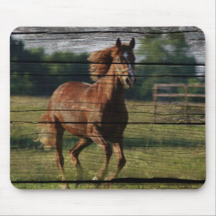 Barn Woodgrain Country Ranch Galloping Brown Horse Mouse Mat