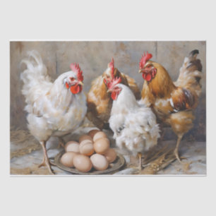 Barn Yard Chickens and Eggs Decoupage Tissue Paper