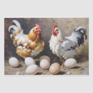 Barn Yard Chickens and Eggs Decoupage Tissue Paper