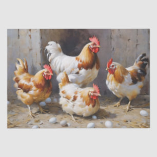 Barn Yard Chickens and Eggs Decoupage Tissue Paper