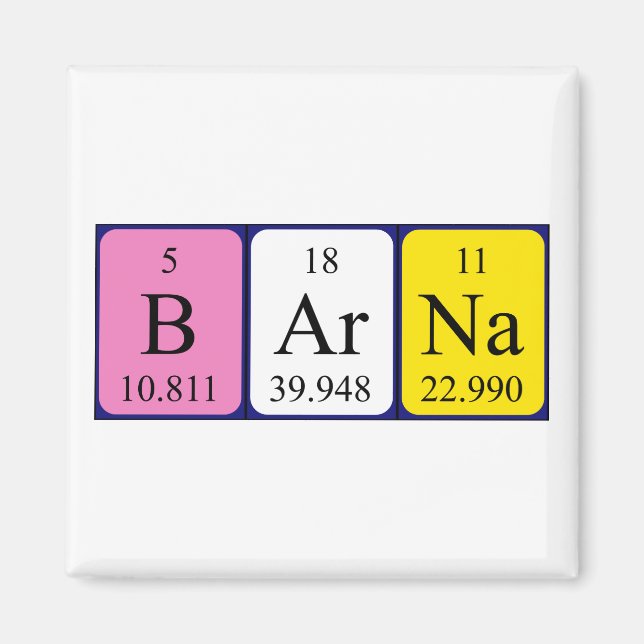 Barna periodic table name magnet (Front)