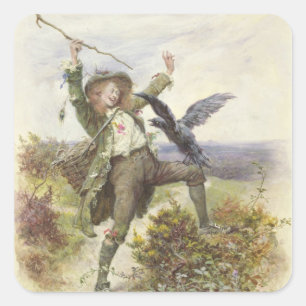 Barnaby Rudge and the Raven Grip Square Sticker