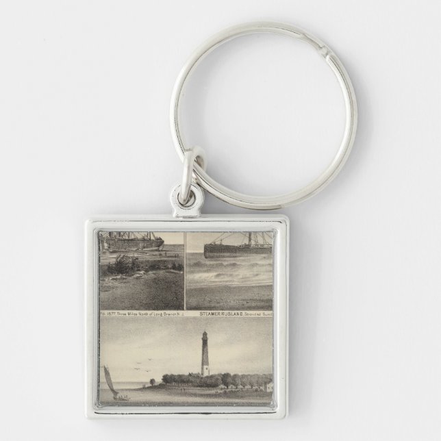 Barnegat Inlet Steamship Amerique Key Ring (Front)