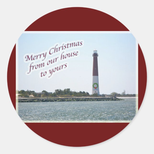 Barnegat Lighthouse Christmas Sticker (Front)