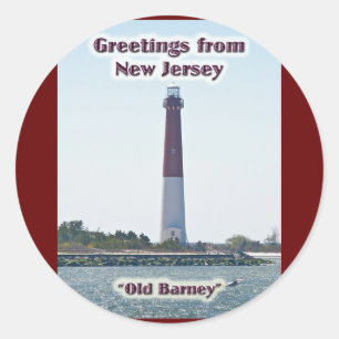 Barnegat Lighthouse NJ Greetings New Jersey Classic Round Sticker