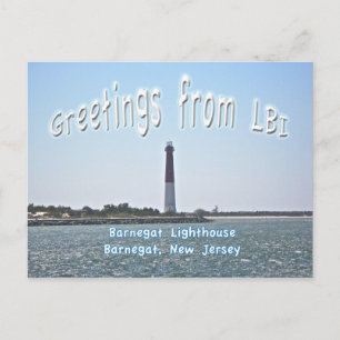 Barnegat Lighthouse (Old Barney) Greetings LBI Postcard
