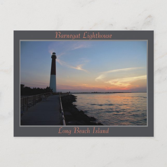 Barnegat Lighthouse Sunset Postcard (Front)