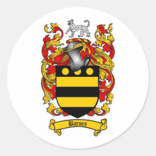 BARNES FAMILY CREST -  BARNES COAT OF ARMS CLASSIC ROUND STICKER