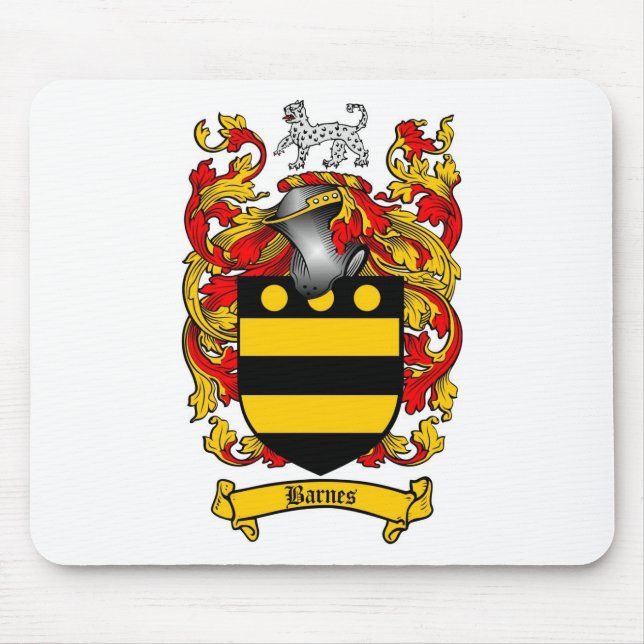 BARNES FAMILY CREST -  BARNES COAT OF ARMS MOUSE MAT (Front)
