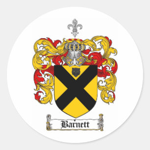 BARNETT FAMILY CREST -  BARNETT COAT OF ARMS CLASSIC ROUND STICKER
