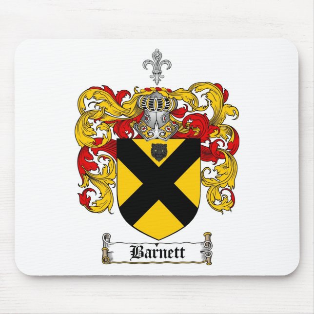 BARNETT FAMILY CREST -  BARNETT COAT OF ARMS MOUSE MAT (Front)