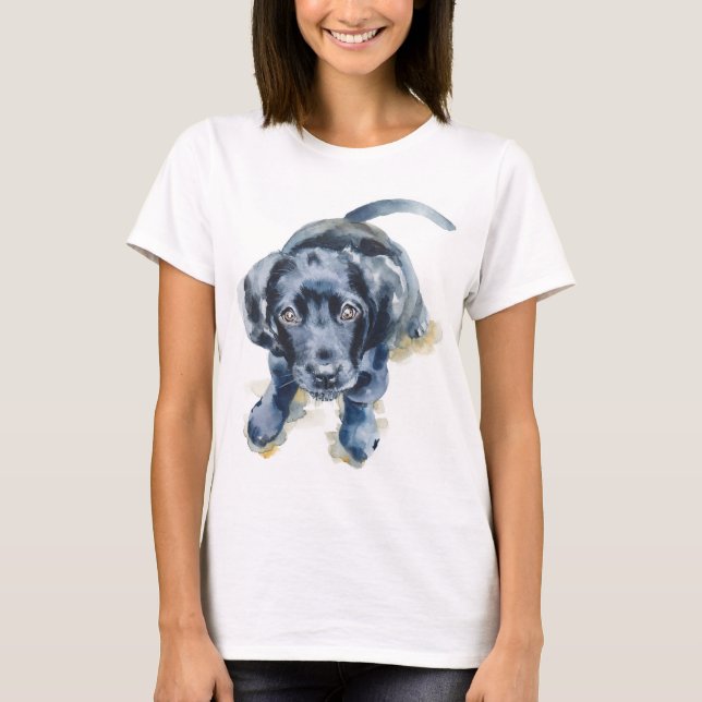 Barney, Black Labrador retriever puppy T-Shirt (Front)