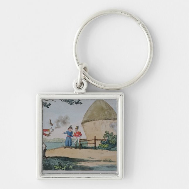 Barney fighting a duel key ring (Front)