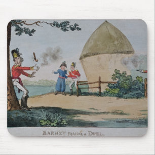 Barney fighting a duel mouse mat