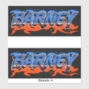 Barney First Name Graffiti Sticker