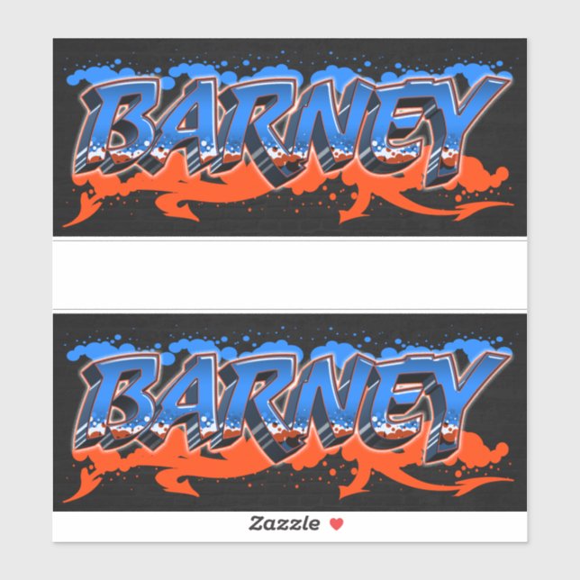 Barney First Name Graffiti Sticker (Sheet)