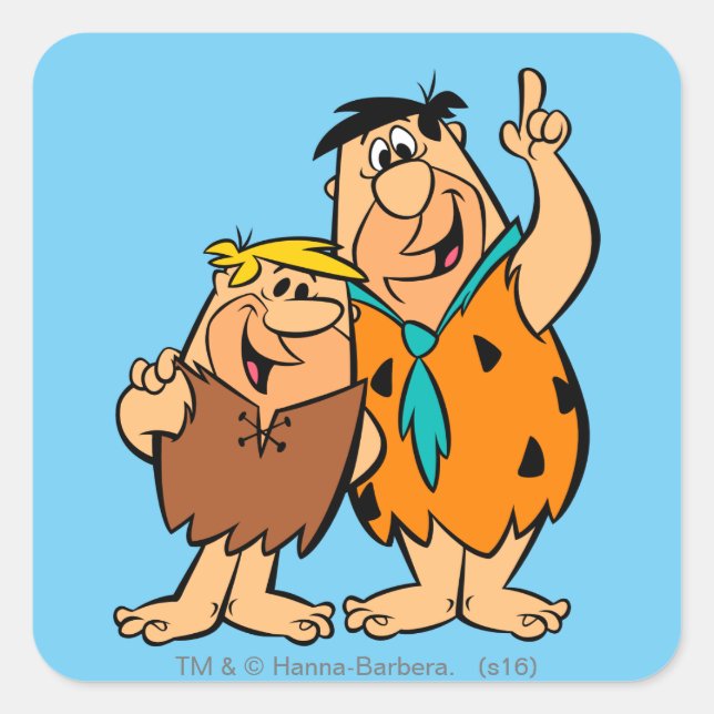 Barney Rubble and Fred Flintstone Square Sticker (Front)