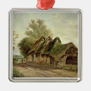 Barns at Flatford (oil on canvas) Metal Tree Decoration