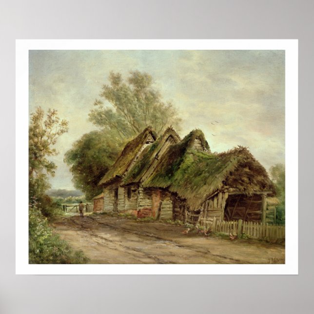 Barns at Flatford (oil on canvas) Poster (Front)