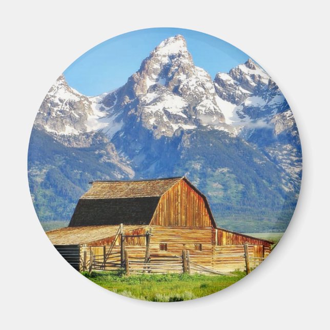 Barns Grand Tetons Mountains Magnet (Front)