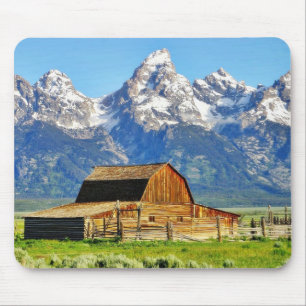 Barns Grand Tetons Mountains Mouse Mat