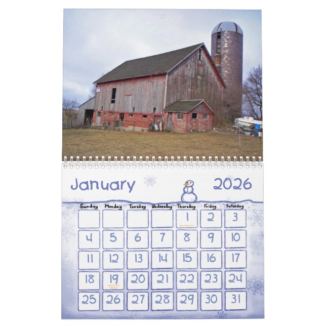 Barns of North Iowa Calendar (Jan 2026)