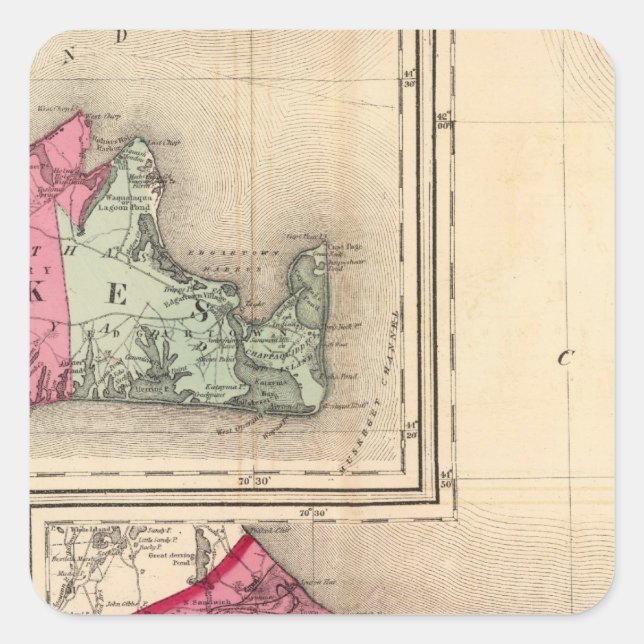 Barnstable, Dukes, Nantucket counties Square Sticker (Front)
