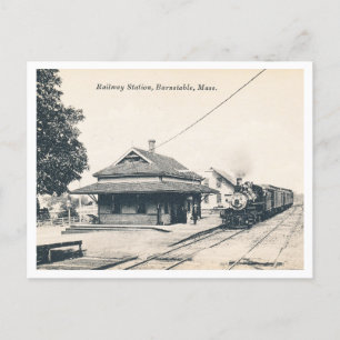 Barnstable MA, Railroad Station, Vintage Postcard