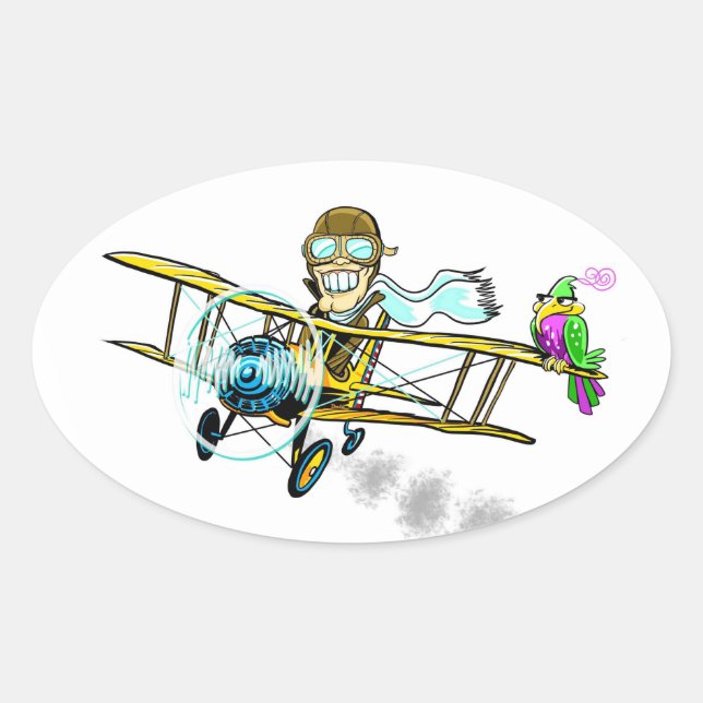 Barnstormer Bob and Bird Oval Sticker (Front)