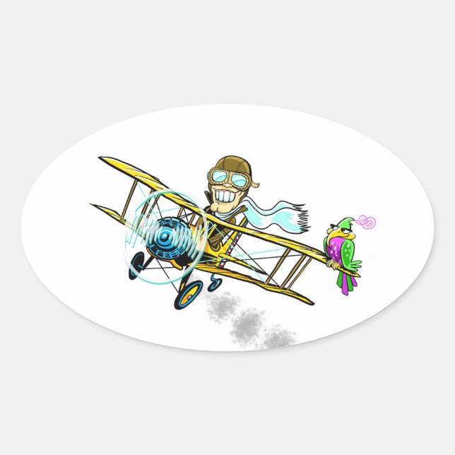 Barnstormer Bob and Bird Oval Sticker (Front)