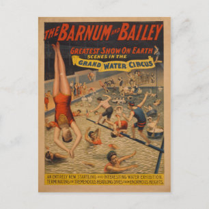 Barnum and Bailey Grand Water Circus Poster Postcard